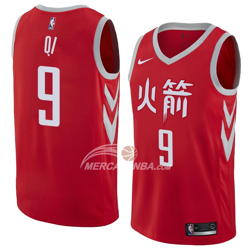 Maglia Houston Rockets Zhou Qi Citta 2018 Rosso